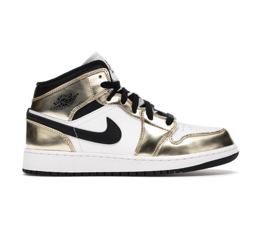 נעלי Air Jordan 1 Mid White Gold Black מקוריות בעיצוב אופנתי עכשווי לקידום אתר