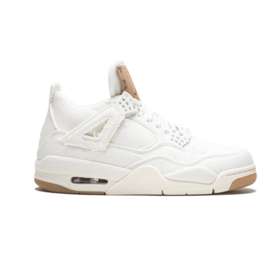 נעלי Air Jordan 4 Retro Levi's White מקוריות בעיצוב אופנתי עכשווי לקידום אתר